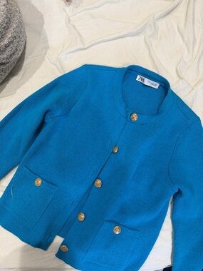 Zara Knit Jacket with Gold Buttons